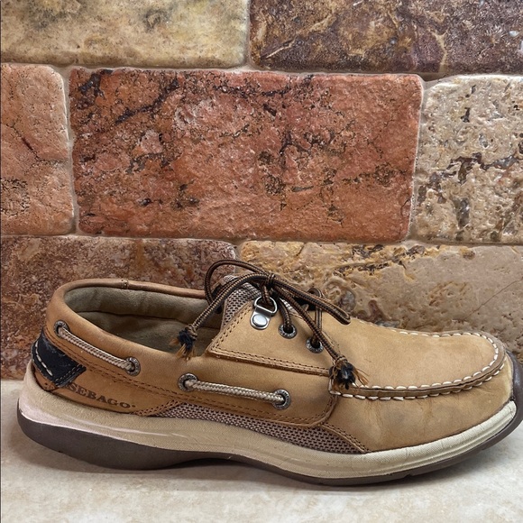 Sebago Helmsman Dark Tan Leather Boat Shoes Men’s 8M Moc Toe Deck Casual Lace - Picture 13 of 16